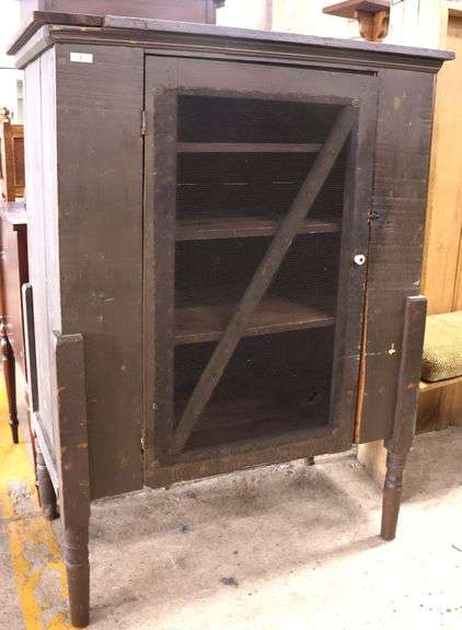 Antique Southern Painted Screen Door Pie Safe