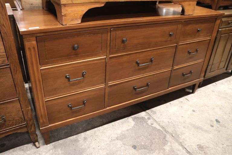 MCM Directoire Style Fruitwood Nine Drawer Dresser