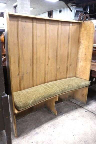 English Waxed Pine Settee Bench, Worm Damage