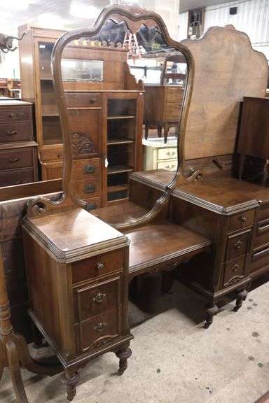 Depression Era Walnut Vanity