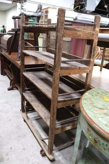 Factory Rack Frame Vintage Antique Industrial Pine Factory Rack Cart - Dixon's Auction at Crumpton