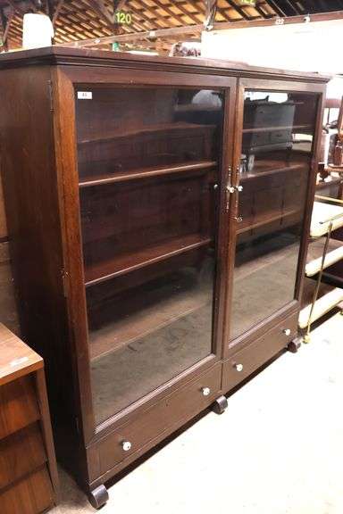 Empire Revival Solid Mahogany Double Door Bookcase