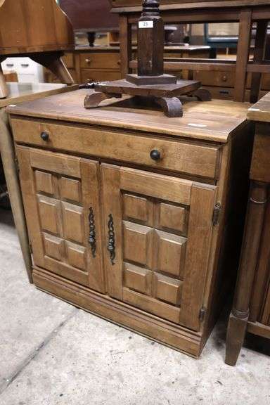 Vintage Farmhouse Maple Liquor Cabinet, Marks on Top