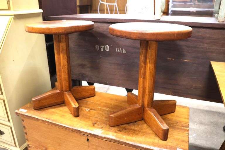 Pair MCM X-Base Cocktail Tables, Stains on Tops