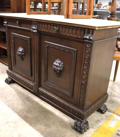 Victorian Figural Carved Marble Top Server