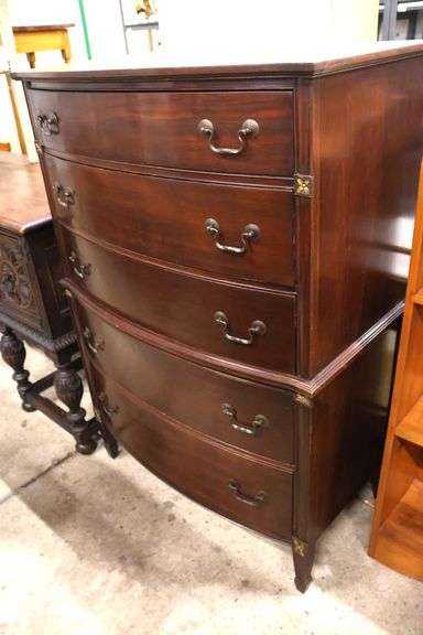 Depression Era Mahogany Five Drawer Chest