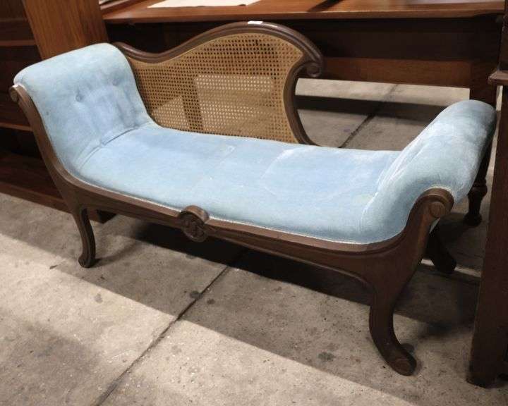French Provincial Style Cane Back Recamier, Spots to Upholstery