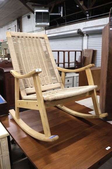 Hans Wegner MCM Twisted Cord Rocking Chair - Dixon's Auction at Crumpton