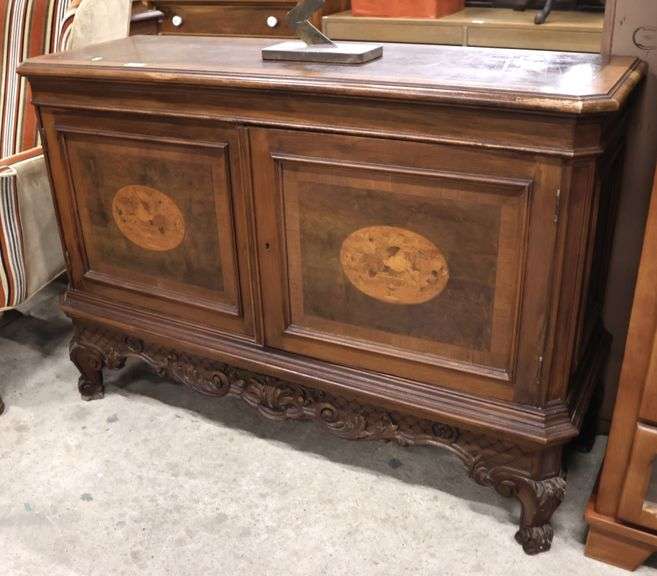 Louis XVI Style Marquetry Inlaid Walnut Commode