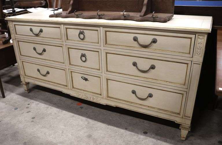 MCM Directoire Style Painted Nine Drawer Dresser