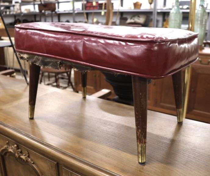 MCM Red Naugahyde Ottoman, As-Is
