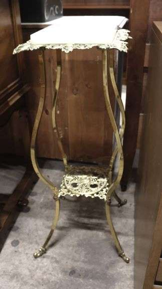 Victorian Brass and Onyx Plant Stand