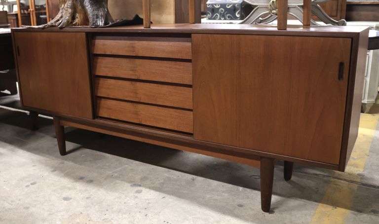 Danish MCM Teak Sliding Door Credenza