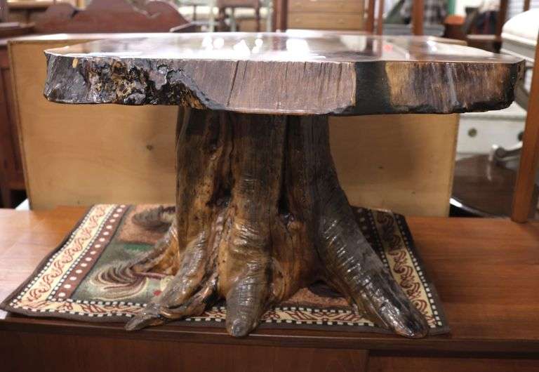 Signed MCM Live Edge Slab Cocktail Table