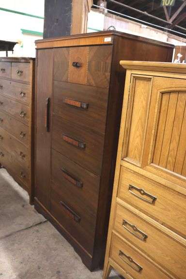 Art Deco Inlaid Walnut Side By Side Dresser