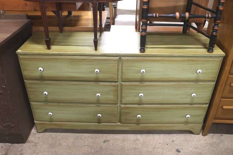 Vintage Farmhouse Painted Six Drawer Dresser