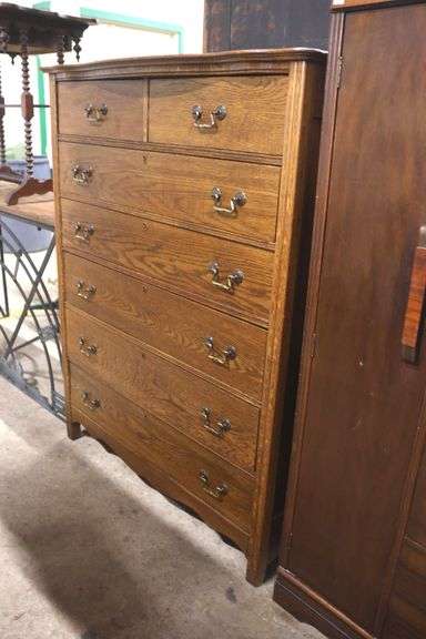 Antique Golden Oak Two Over Five Drawer Chest