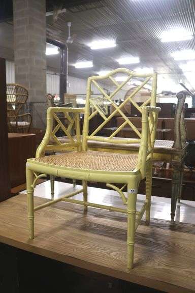 MCM Hollywood Regency Painted Faux Bamboo Armchair
