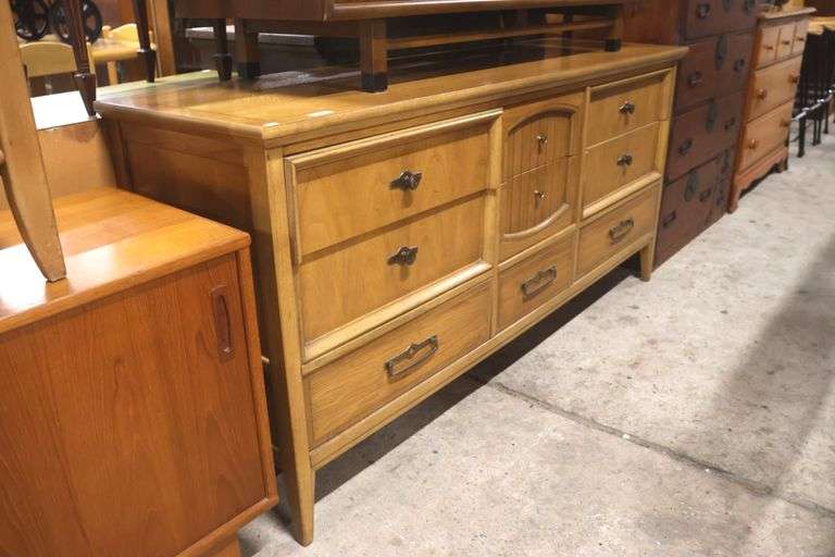 MCM Walnut Nine Drawer Dresser