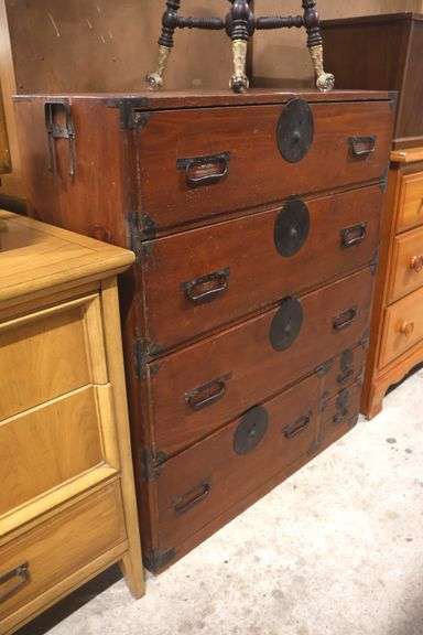 Korean Iron Mounted Pine Tansu Chest