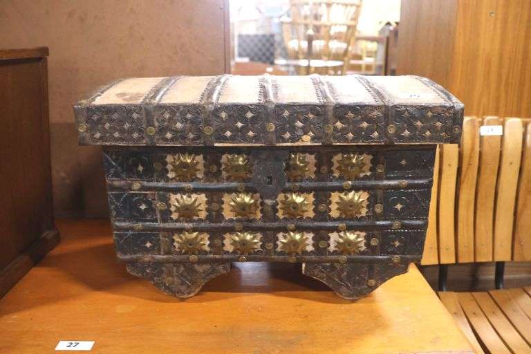 Ethnographic Metal Clad Hardwood Chest