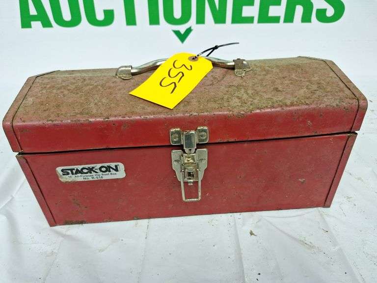 Red Metal Stack-On Box with Contents (screws & related items )