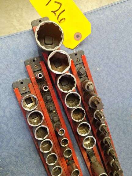 (4) Rails with Mixed Sockets & Torx head 1/2 & 3/8 & 1/4 drives all one money