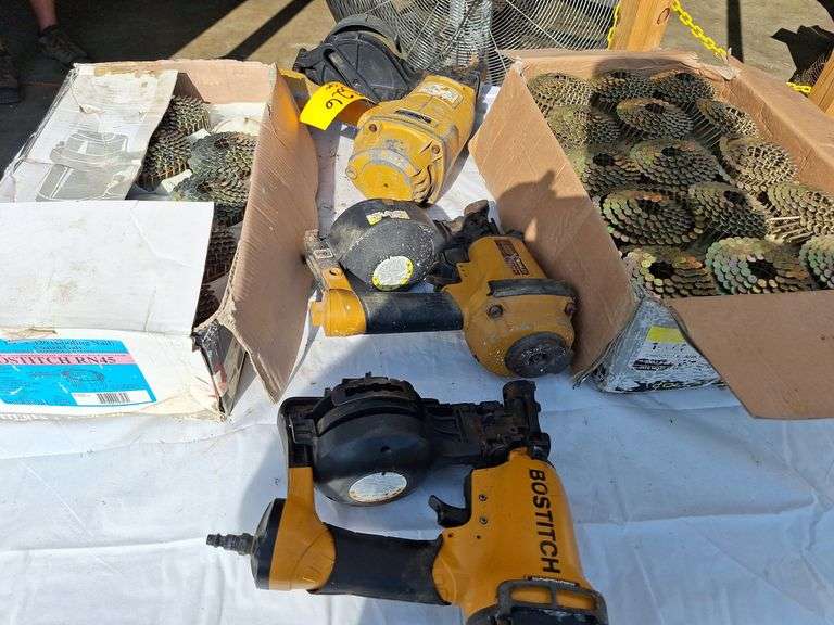 (3) Coiled Air Nail Guns & (2) Boxes of Coiled Nails