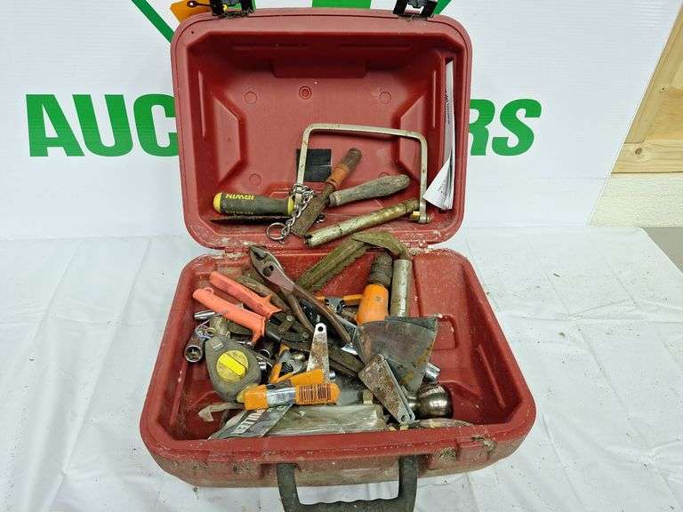 Red Plastic Case with Hand tools