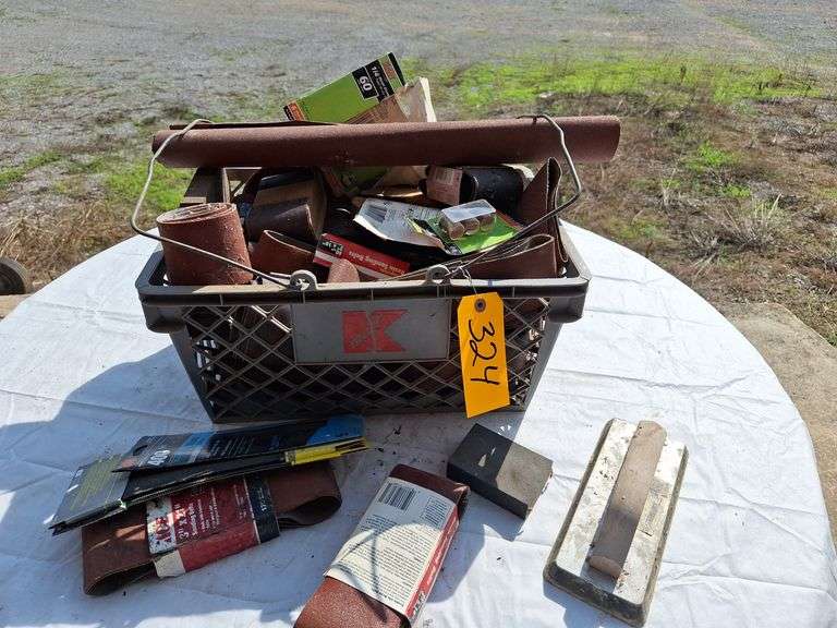 Basket of Sanding Blocks & All kinds of Sanding Paper