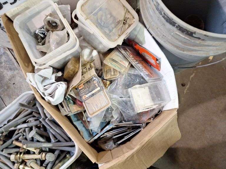 Lot of Bolts-- Nails-Screws-Brute Can all one money