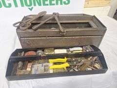 Gray Metal Toolbox & Contents