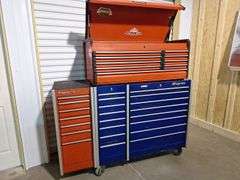 Snap-On Rolling Toolbox Top(Red) -- Bottom (blue) & Side Box (Red) all one money with keys (no key t