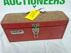 Red Metal Stack-On Box with Contents (screws & related items )