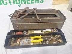 Gray Metal Toolbox & Contents