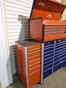 Snap-On Rolling Toolbox Top(Red) -- Bottom (blue) & Side Box (Red) all one money with keys (no key t