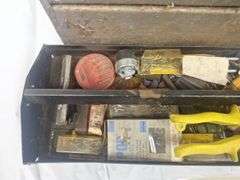 Gray Metal Toolbox & Contents