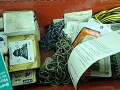 Red Metal Stack-On Box with Contents (screws & related items )