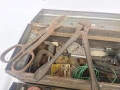 Gray Metal Toolbox & Contents