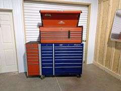 Snap-On Rolling Toolbox Top(Red) -- Bottom (blue) & Side Box (Red) all one money with keys (no key t