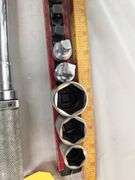 Snap-On 1/2 Torque Wrench with 1/2 Standard Sockets-- adapters  & Rail & Hammer breaker