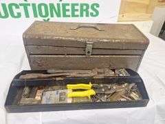 Gray Metal Toolbox & Contents