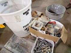 Lot of Bolts-- Nails-Screws-Brute Can all one money