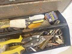 Gray Metal Toolbox & Contents