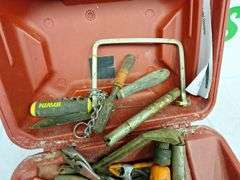 Red Plastic Case with Hand tools