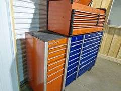 Snap-On Rolling Toolbox Top(Red) -- Bottom (blue) & Side Box (Red) all one money with keys (no key t