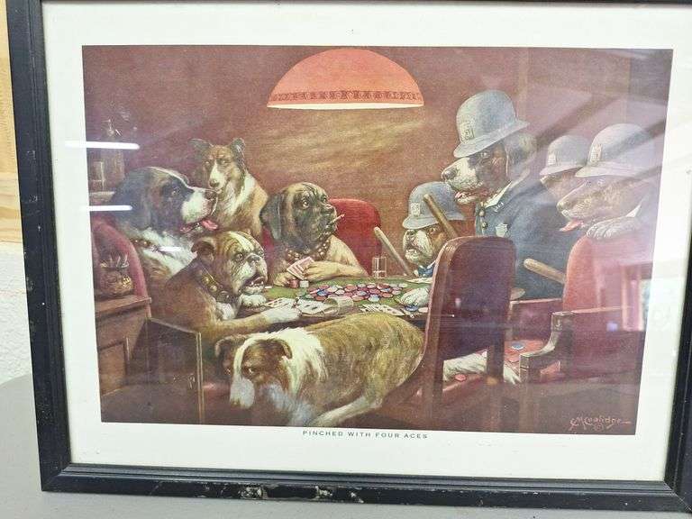 (3) Poker Playing Dog Pictures & Frames
