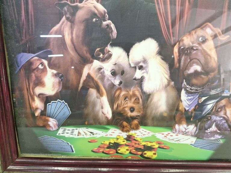 Poker Playing Dogs & Frame Picture