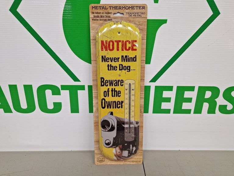Metal Beware of Owner Thermometer