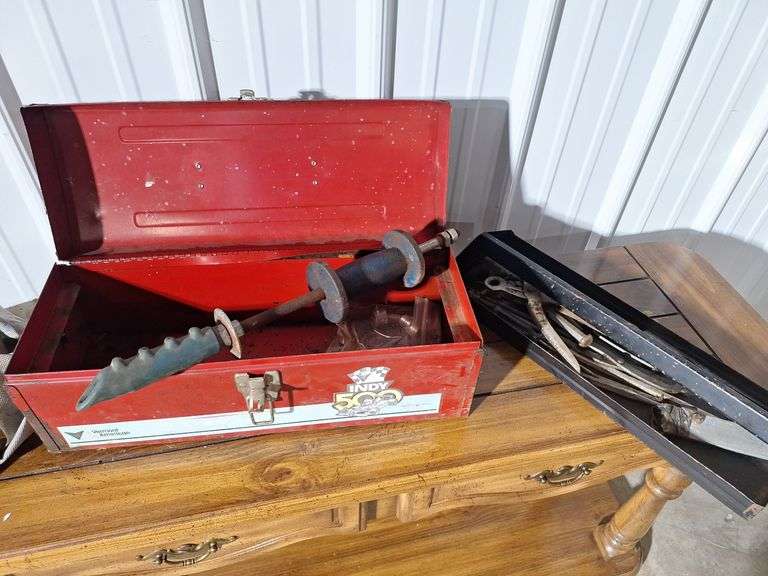Red Metal Toolbox & Tools